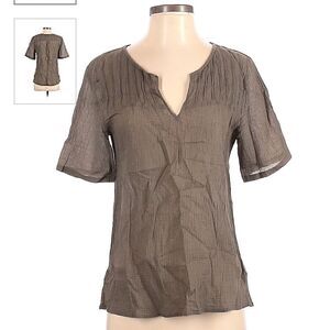 MADEWELL | BROADWAY & BROOME NYC | olive green crepe sheer blouse M